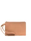 Yu Mei Embossed-logo Detail Clutch Bag In Braun