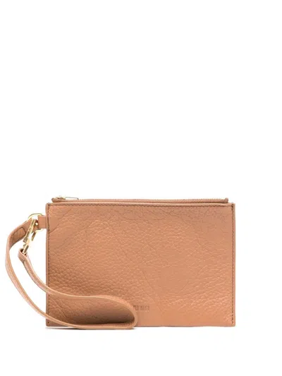 Yu Mei Embossed-logo Detail Clutch Bag In Braun
