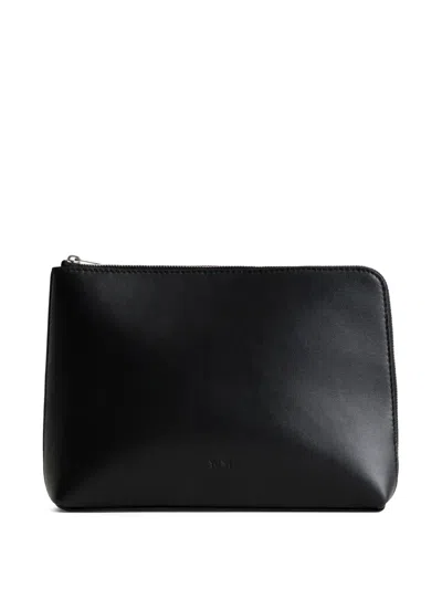 Yu Mei Emily Leather Pouch In Black