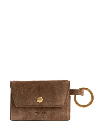 Yu Mei Envelope Button-fastening Cardholder Keyring In Brown