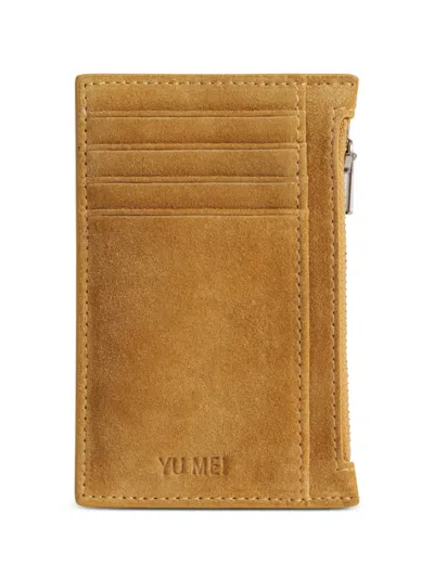 Yu Mei Frank Zip-fastening Suede Wallet In Brown