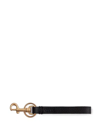 Yu Mei Logo-embossed Leather Key Chain In Black