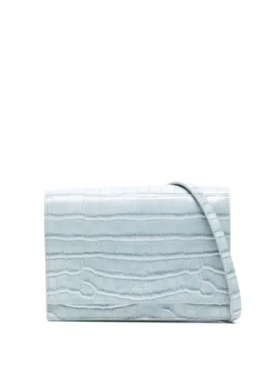 Yu Mei Suki Crocodile-effect Clutch Bag In Blue