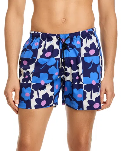 Yuasa Menswear Summer Bloom Swim Shorts In Blue