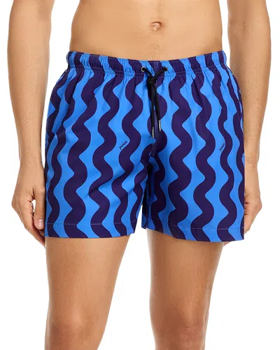 Yuasa Menswear Waveform Swim Shorts In Blue