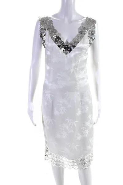 YUE QI QI WOMENS V NECK LASER CUT DRESS WHITE