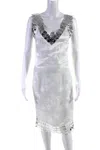 Yue Qi Qi Womens V Neck Laser Cut Dress White In White