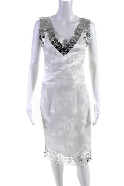 Yue Qi Qi Womens V Neck Laser Cut Dress White
