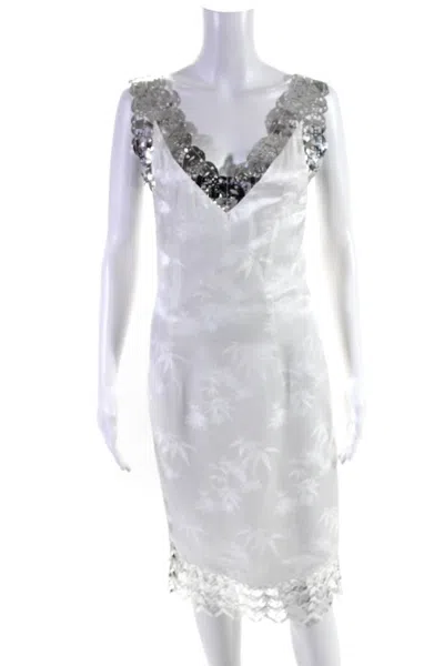 Yue Qi Qi Womens V Neck Laser Cut Dress White