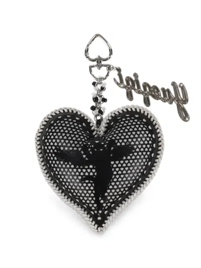 Yueqi Qi Cupid's Perforated Heart Charm In Black