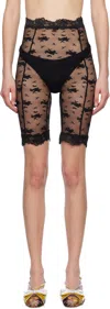 Yuhan Wang Black Lace Biker Shorts In Black