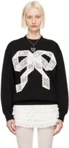 Yuhan Wang Black Lace Bow Sweatshirt In Black