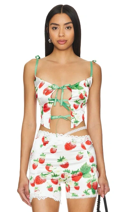 Yuhan Wang Bustier Top In Strawberry Prints