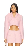 Yuhan Wang Faux Fur Cropped Jacket In 핑크