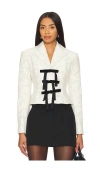 Yuhan Wang Floral Lace Jacket With Bows In Ivory