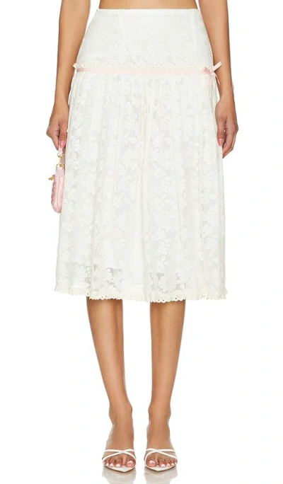 Yuhan Wang Floral Ruched Skirt In White