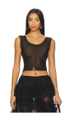 Yuhan Wang Floral Sequin Mesh Top In Black