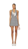 Yuhan Wang Hand Crafted Rose Check Dress In Gray