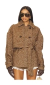 Yuhan Wang Herringbone Coat In Brown