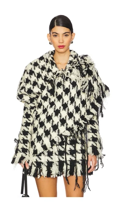 Yuhan Wang Houndstooth Knotted Jacket In Black & White