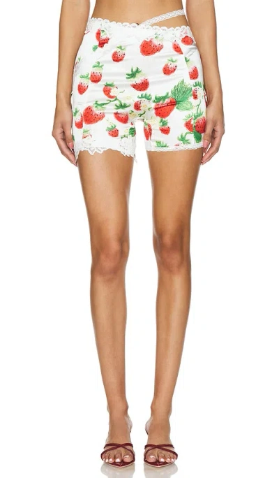Yuhan Wang Lace Trimmed Shorts In Strawberry Print