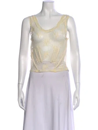 Pre-owned Yuhan Wang Nylon Lace Pattern Top W/ Tags In Neutral