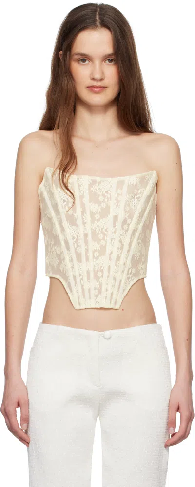 Yuhan Wang Off-white Lace Boned Corset In Ivory