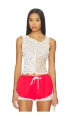 Yuhan Wang Patchwork Lace Tank Top In White