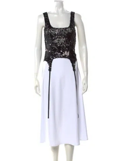 Pre-owned Yuhan Wang Patterned Square Neckline Top In White