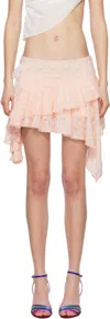 Yuhan Wang Pink Ruffled Lace Miniskirt In Pink
