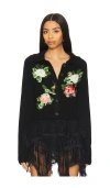 Yuhan Wang Black Rose Intarsia Cardigan In Black
