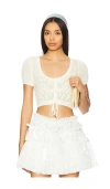 Yuhan Wang Rose Knitted Puff Top In Ivory