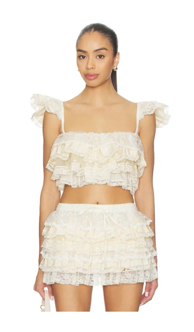 Yuhan Wang Ruffle Lace Tier Cami Top In Blue