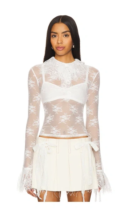 Yuhan Wang Ruffled Lace Top In White