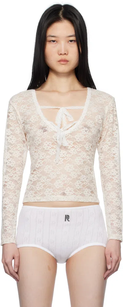 Yuhan Wang Ssense Exclusive Off-white Ribbon Lace Blouse