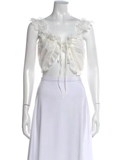 Pre-owned Yuhan Wang V-neck Sleeveless Crop Top In White