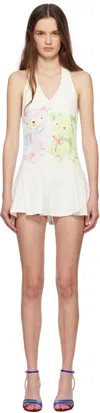 Yuhan Wang White Bears Print Minidress In White