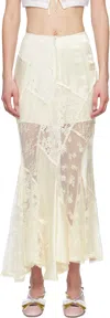Yuhan Wang White Lace Patched Mermaid Midi Skirt In White