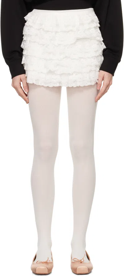 Yuhan Wang White Lace Trimmed Miniskirt