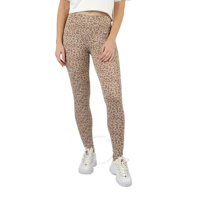 Yuj Ladies Leopard Print Original Leggings In Silver Tone/beige