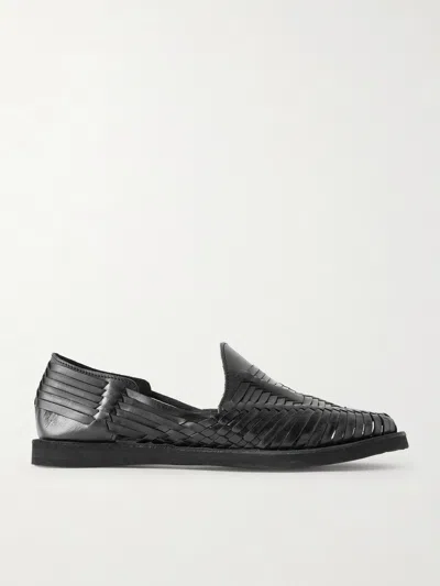 Yuketen Alejandro Woven Leather Huarache Sandals In Orange