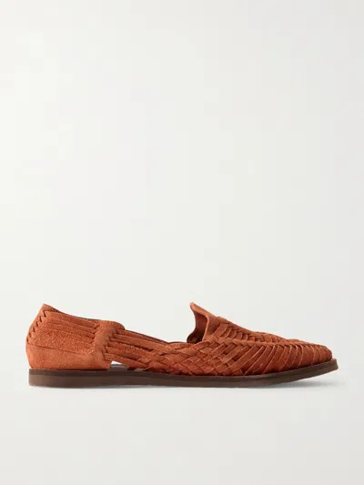 Yuketen Alejandro Woven Suede Huarache Sandals In Orange