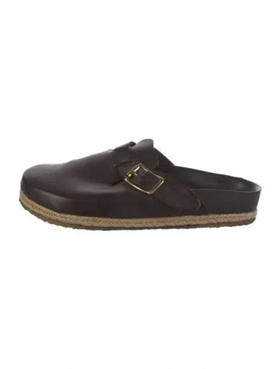 Pre-owned Yuketen Leather Slides In Brown