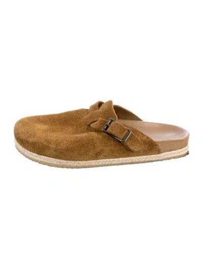 Pre-owned Yuketen Suede Slippers In Gold