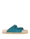 Yuketen Woman Sandals Azure Size 8 Leather In Blue