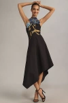 Yukiko Noritake Asymmetrical Floral Midi Dress In Blue