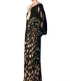 Yukio Georgette Bubbles Long Dress In Black Bubbles In Black