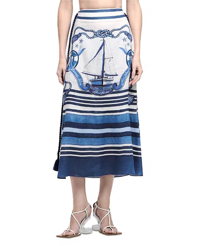Yukio Linen Midi Skirt In Blue