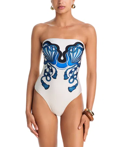 Yukio Ropes Strapless One Piece Swimsuit In Blue