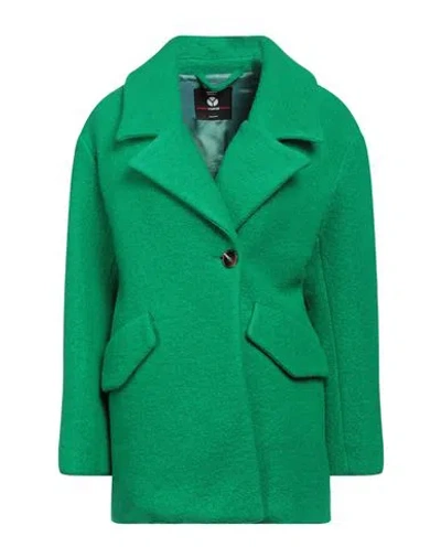 Yuko Woman Coat Green Size 6 Virgin Wool, Polyester